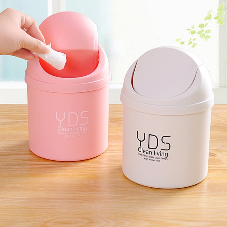 Creative Mini Desktop Trash Cans Household Office Clean Desk Garbage Plastic Bucket with Lid, Random Color Delivery, Size: 19.5x14cm