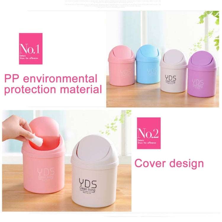 Creative Mini Desktop Trash Cans Household Office Clean Desk Garbage Plastic Bucket with Lid, Random Color Delivery, Size: 19.5x14cm