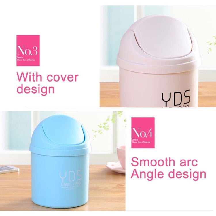 Creative Mini Desktop Trash Cans Household Office Clean Desk Garbage Plastic Bucket with Lid, Random Color Delivery, Size: 19.5x14cm