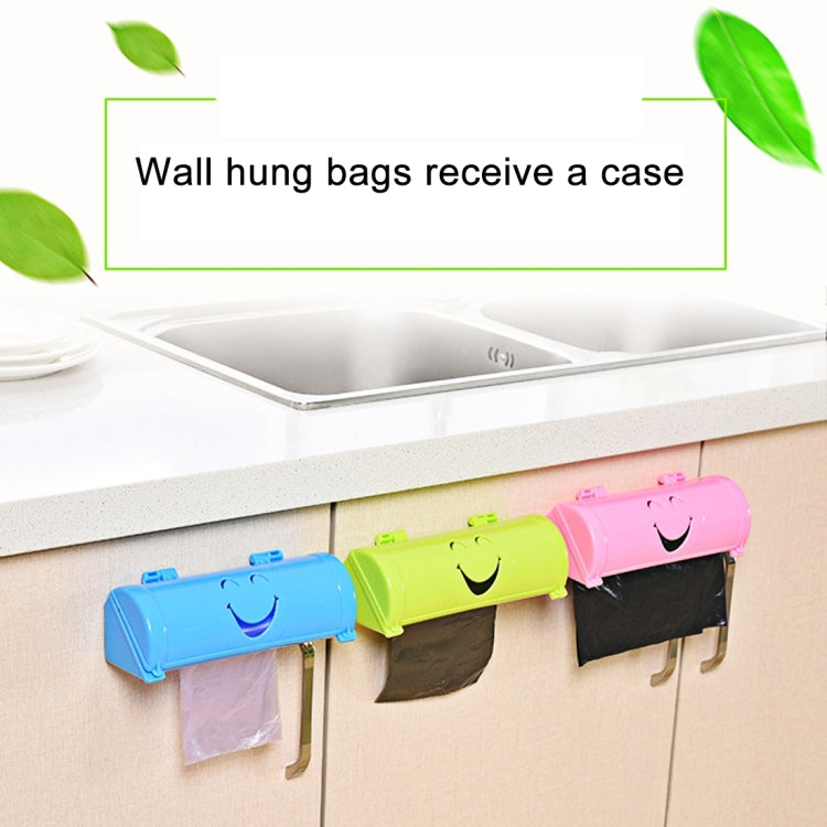 Smile Face Kitchen Hanging Style Non-trace Sticky Trash Bag Storage Box, Random Color Delivery, Size: 18.6x7x6.3cm