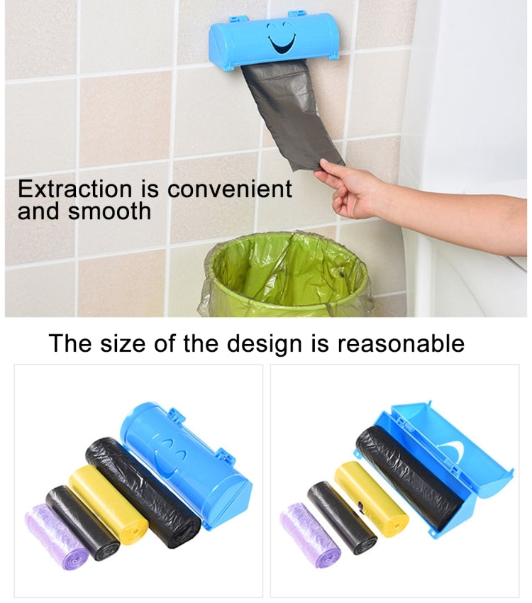 Smile Face Kitchen Hanging Style Non-trace Sticky Trash Bag Storage Box, Random Color Delivery, Size: 18.6x7x6.3cm