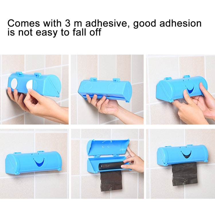 Smile Face Kitchen Hanging Style Non-trace Sticky Trash Bag Storage Box, Random Color Delivery, Size: 18.6x7x6.3cm
