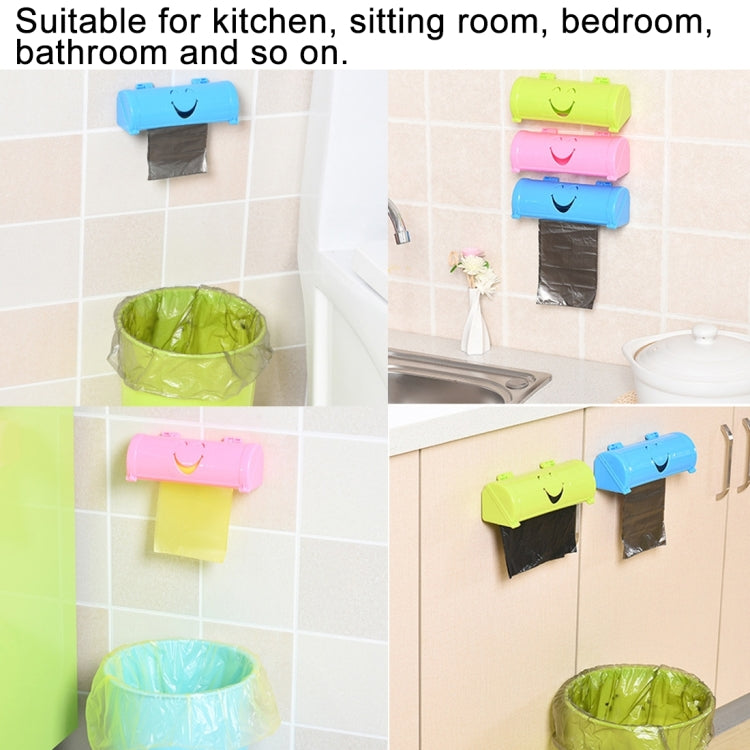 Smile Face Kitchen Hanging Style Non-trace Sticky Trash Bag Storage Box, Random Color Delivery, Size: 18.6x7x6.3cm