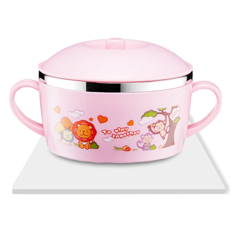 225ml Stainless Steel Thermal Insulated Cartoon Style Bowl With Cover And Handles For Child