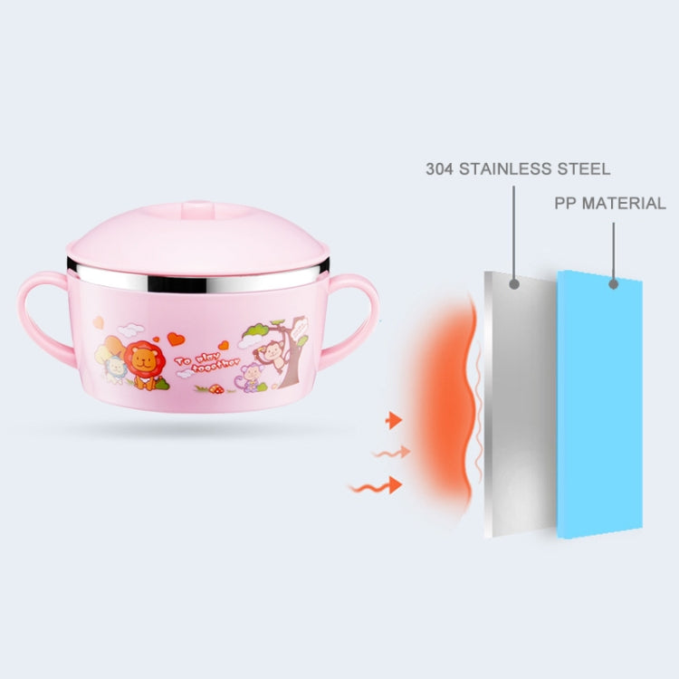 225ml Stainless Steel Thermal Insulated Cartoon Style Bowl With Cover And Handles For Child