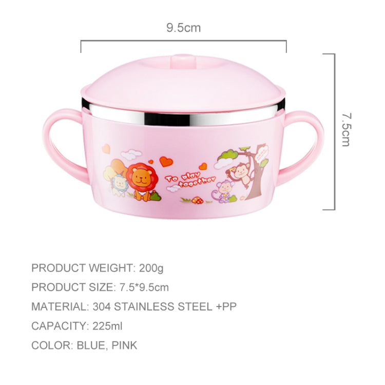 225ml Stainless Steel Thermal Insulated Cartoon Style Bowl With Cover And Handles For Child