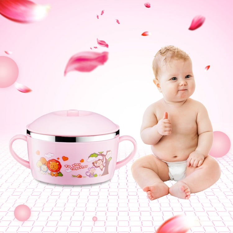 225ml Stainless Steel Thermal Insulated Cartoon Style Bowl With Cover And Handles For Child