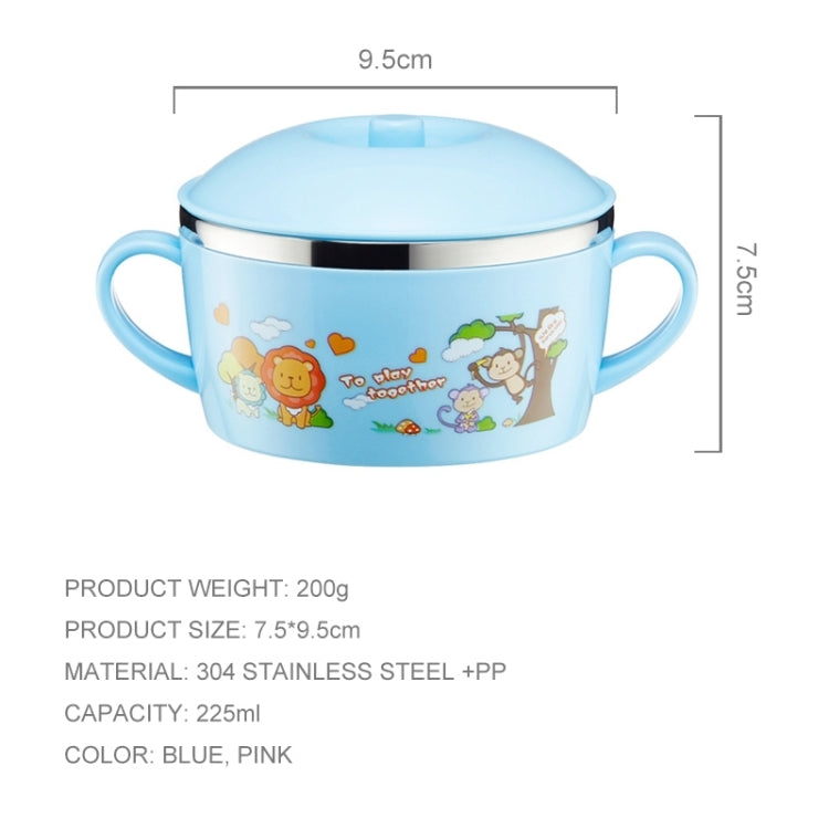 225ml Stainless Steel Thermal Insulated Cartoon Style Bowl With Cover And Handles For Child