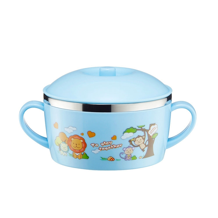 225ml Stainless Steel Thermal Insulated Cartoon Style Bowl With Cover And Handles For Child