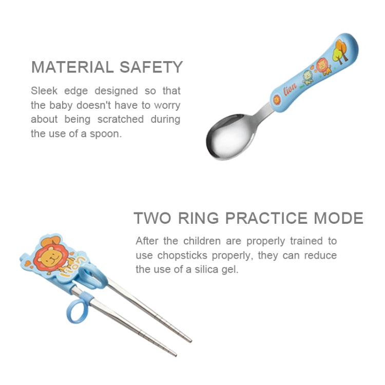 Set Of Child Using Cutlery Including Stainless Steel Thermal Insulated Cartoon Style Bowl With Cover And Handles, Chopstics, Spoon And Fork