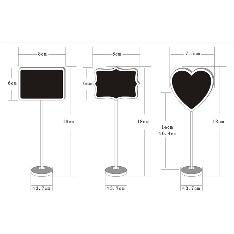 10 PCS Mini Small Wooden Blackboard Store Price Sign Wedding Table, Size: 8.0 x 18.0cm, Random Style Delivery