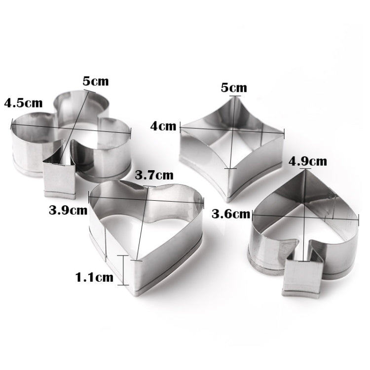 3 Sets Stainless Steel Poker Cookie Mold Playing Cards Cake Fondant Mold Spade Heart Biscuit Cutter