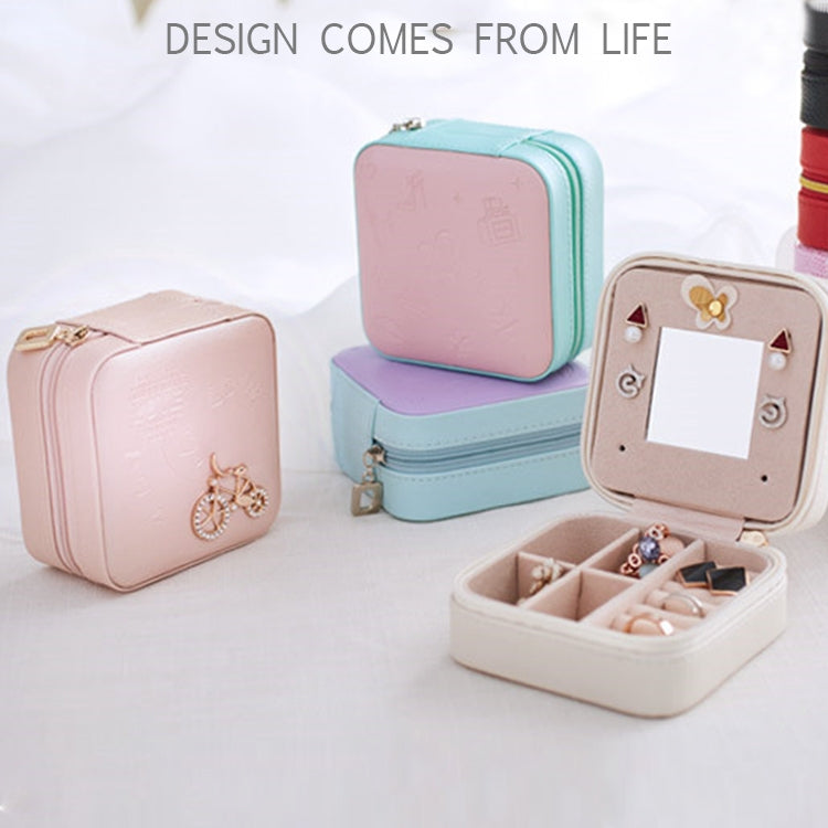 Macaron Small Jewelry Box Rings and Earrings Mirrored Travel Storage Case