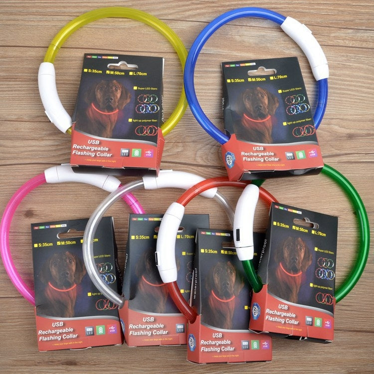 LED Light Collar USB Rechargeable Pet Dogs Collar, Size: M, Length: 50cm