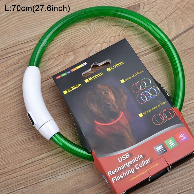 LED Light Collar USB Rechargeable Pet Dogs Collar, Size: L, Length: 70cm