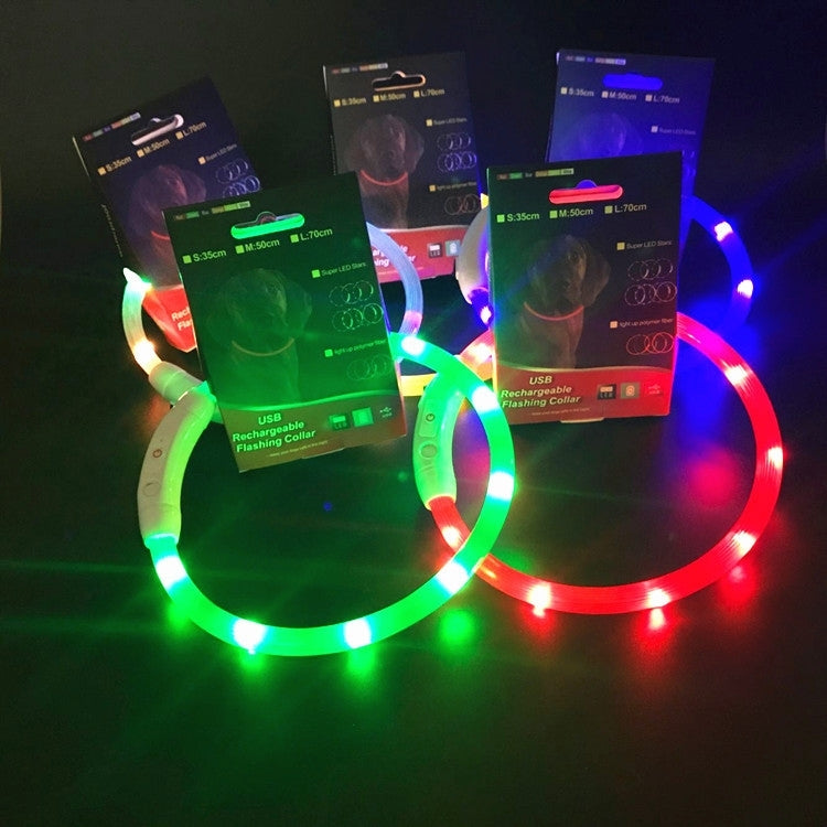 LED Light Collar USB Rechargeable Pet Dogs Collar, Size: L, Length: 70cm