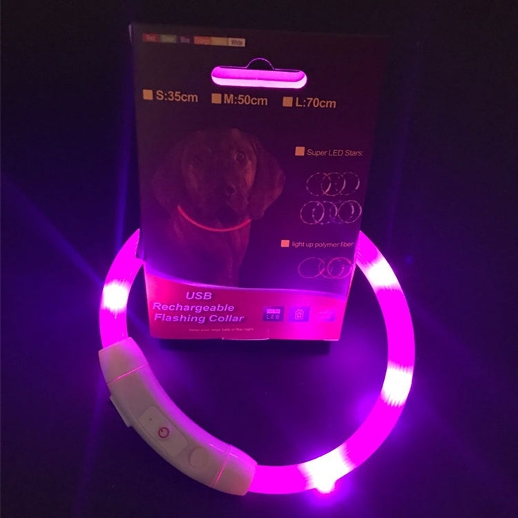 LED Light Collar USB Rechargeable Pet Dogs Collar, Size: L, Length: 70cm