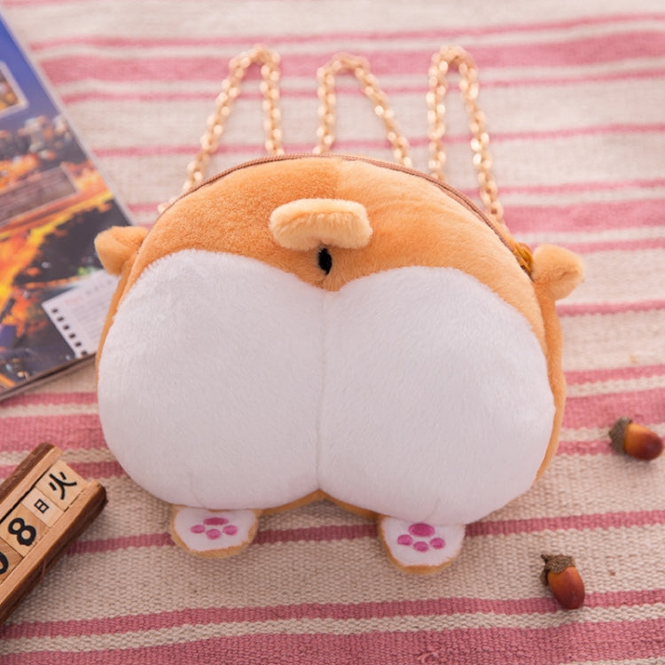 Simple Cute Corgi Buttocks Portable Crossbody Bag Coin Purse with Chain