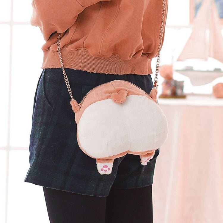 Simple Cute Corgi Buttocks Portable Crossbody Bag Coin Purse with Chain