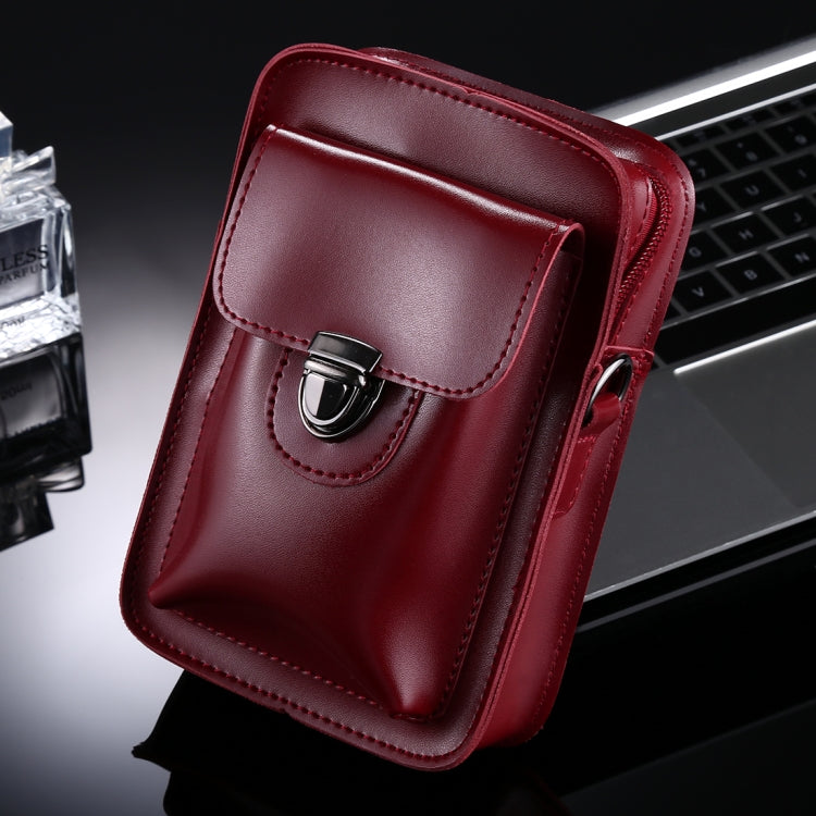 PU Leather Single-shoulder Credit Card Case Coins Little Purse Wallet(Red)