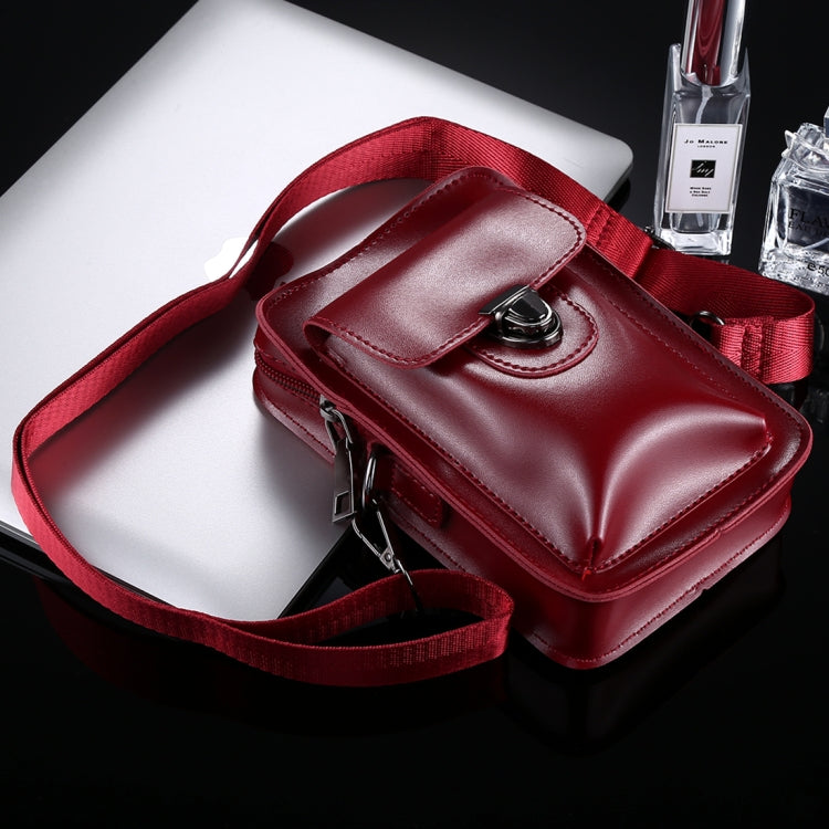 PU Leather Single-shoulder Credit Card Case Coins Little Purse Wallet(Red)