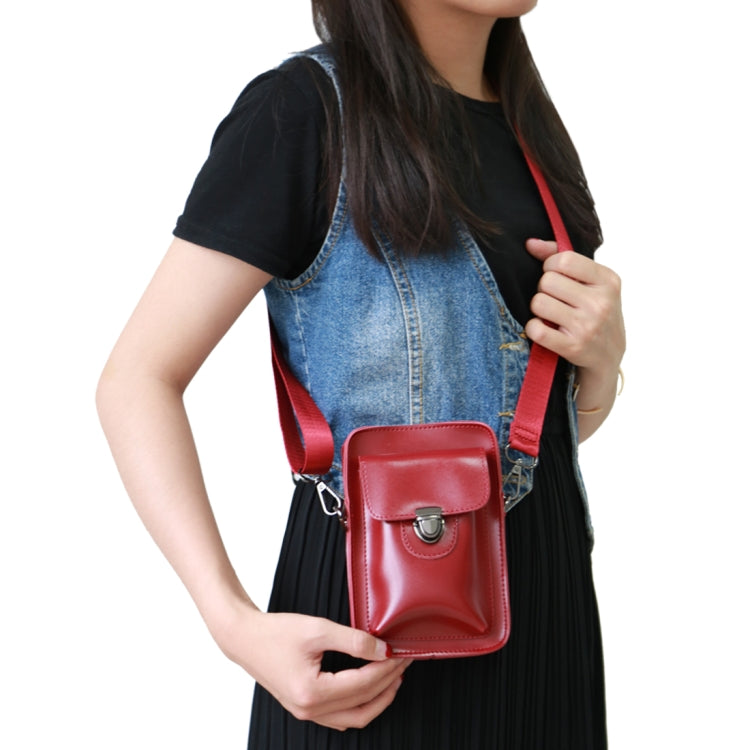 PU Leather Single-shoulder Credit Card Case Coins Little Purse Wallet(Red)