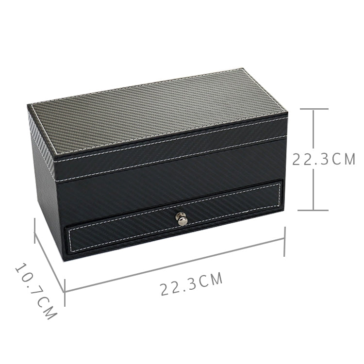 Watch Box Large 4 Slots Carbon Fiber Leather Display Glass Top with Jewelry Box Case Organizer Tray