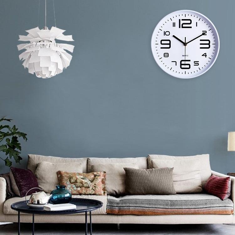 10 inch Creative Decorative Round Shape Living Room Simple Modern Quartz Wall Clock(White)