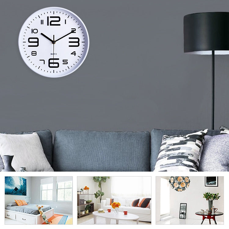 10 inch Creative Decorative Round Shape Living Room Simple Modern Quartz Wall Clock(White)