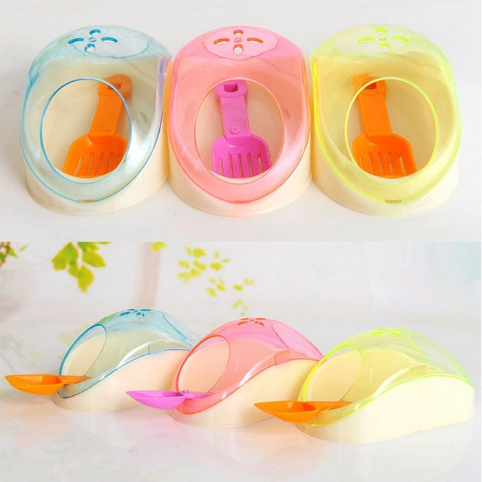 Pet Bathroom Transparent Colorful Plastic Hamster Small Pets Bathing Basin Detachable Ventilation Pet Bath Tubs, Random Color Delivery