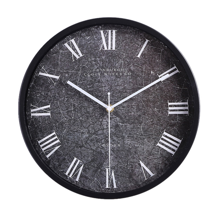 12 inch Creative Decorative Round Shape Roman Numerals Retro Iron Frame Living Room Wall Clock