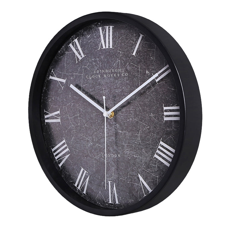 12 inch Creative Decorative Round Shape Roman Numerals Retro Iron Frame Living Room Wall Clock