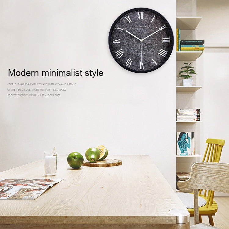 12 inch Creative Decorative Round Shape Roman Numerals Retro Iron Frame Living Room Wall Clock