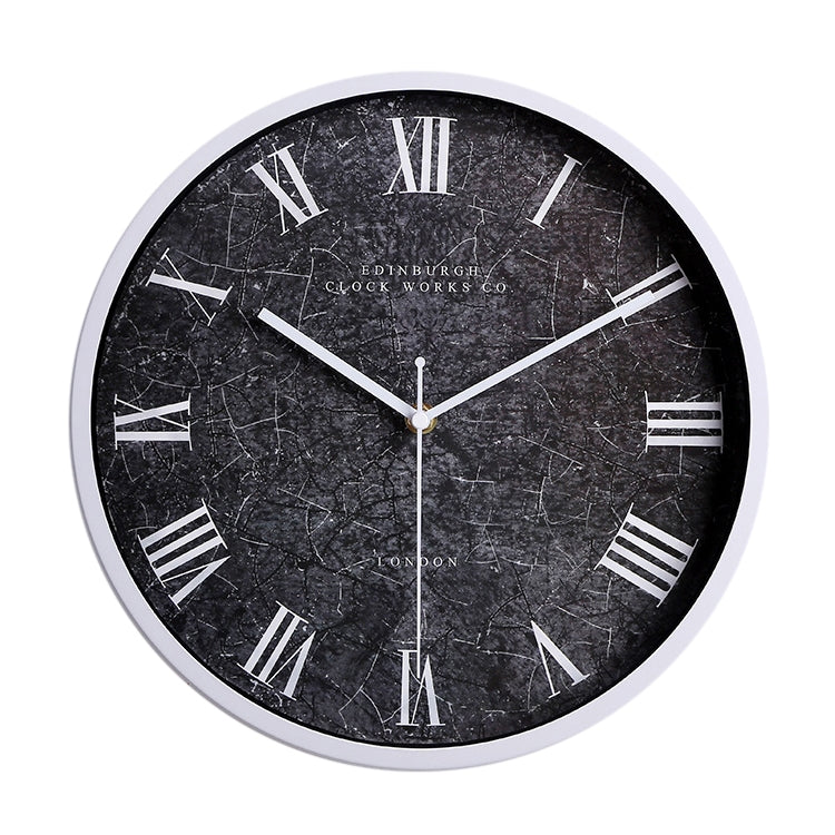 12 inch Creative Decorative Round Shape Roman Numerals Retro Iron Frame Living Room Wall Clock