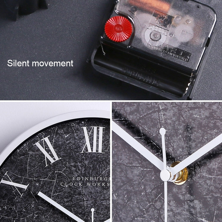 12 inch Creative Decorative Round Shape Roman Numerals Retro Iron Frame Living Room Wall Clock