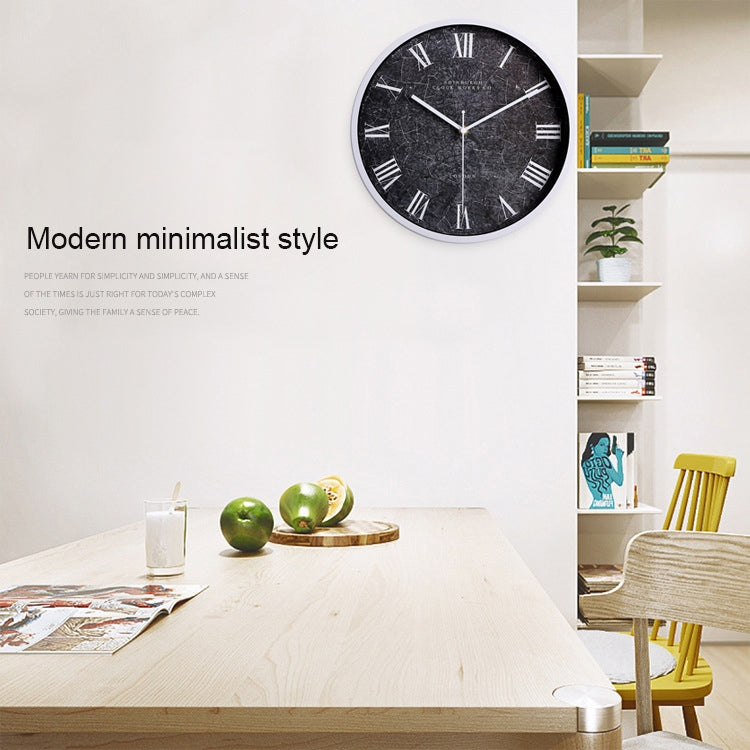 12 inch Creative Decorative Round Shape Roman Numerals Retro Iron Frame Living Room Wall Clock