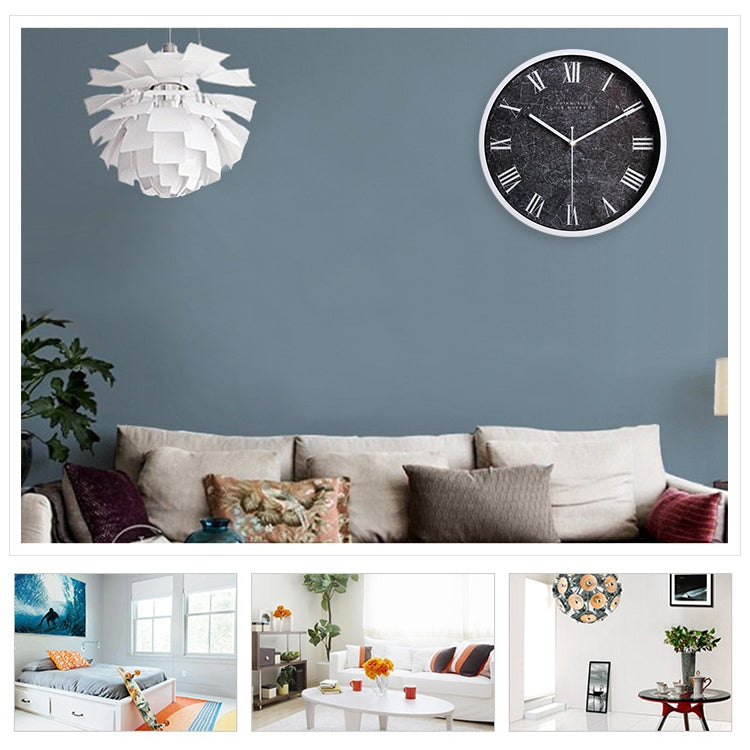 12 inch Creative Decorative Round Shape Roman Numerals Retro Iron Frame Living Room Wall Clock