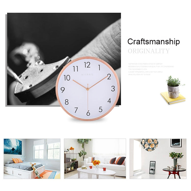 12 inch Creative Decorative Round Shape Metal Brushed Texture Living Room Wall Clock