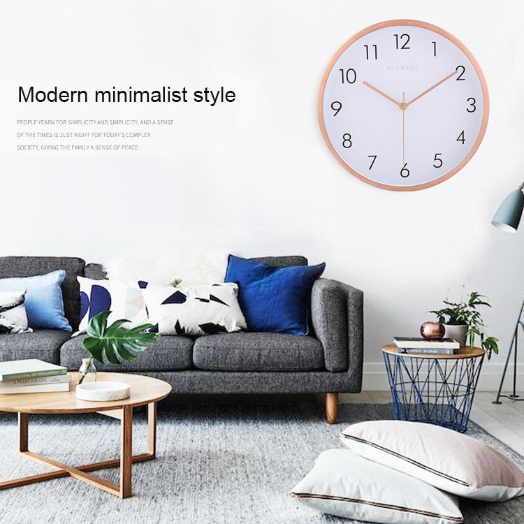 12 inch Creative Decorative Round Shape Metal Brushed Texture Living Room Wall Clock