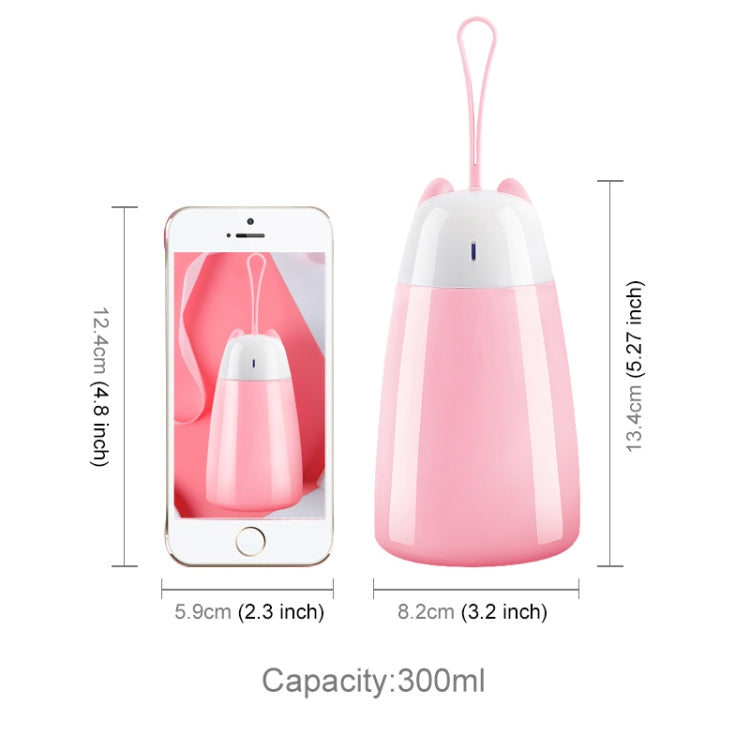 300mL Cute Cartoon Student Potbell Cup Cat Ear Style Stainless Steel Mug