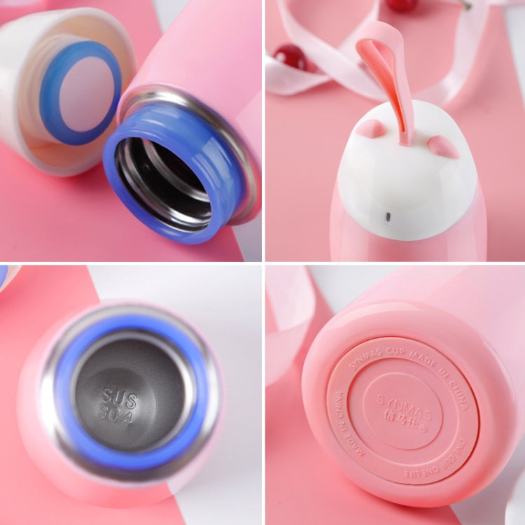 300mL Cute Cartoon Student Potbell Cup Cat Ear Style Stainless Steel Mug