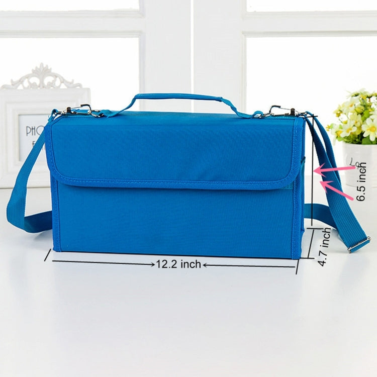 High Quality Oxford Cloth PP Plastic Base 80 Holes Pen Sketch Storage Bag Drawing Package Bag with Handle