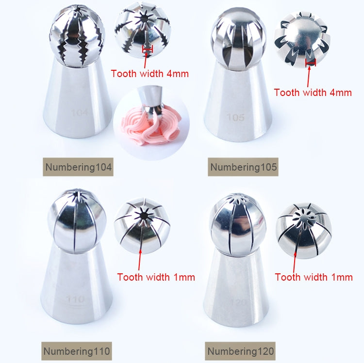 10 in 1 Baking Tool Torch Shaped Stainless Steel Pastry Decorating Piping Nozzles