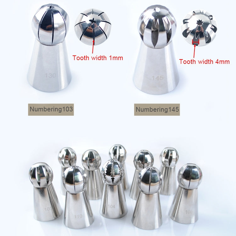 10 in 1 Baking Tool Torch Shaped Stainless Steel Pastry Decorating Piping Nozzles