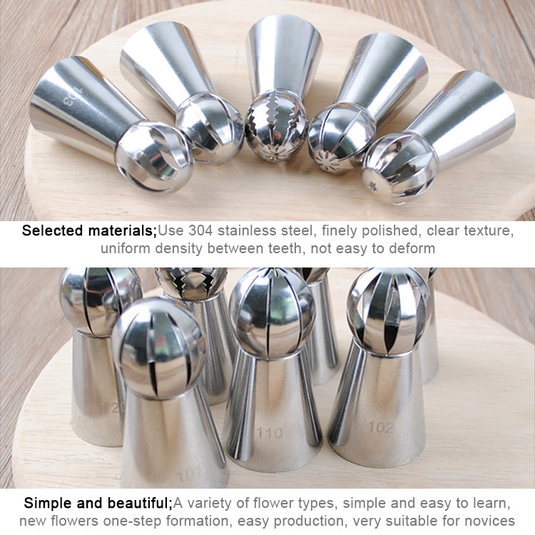 10 in 1 Baking Tool Torch Shaped Stainless Steel Pastry Decorating Piping Nozzles