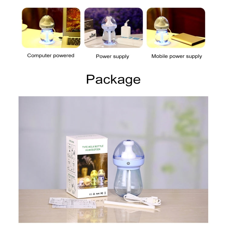 240ML Milk Feeding Bottle Shape Aromatherapy Air Purifier Humidifier with LED Light for Home / Office / Car
