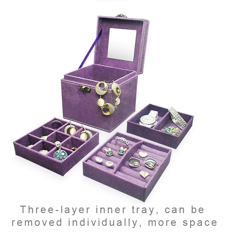 Chinese Palace Style Three-Layer Lockable Jewelry Box Case Mirrored Storage Organizer Gift Case