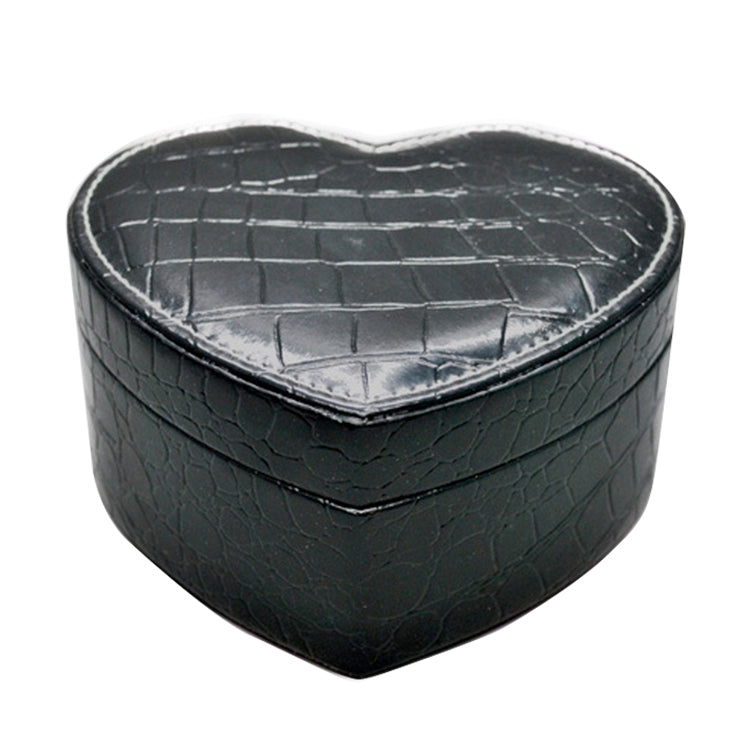 Two-layer Heart Shape Small Jewelry Box Synthetic Leather Rings and Earrings Mirrored Travel Storage Case