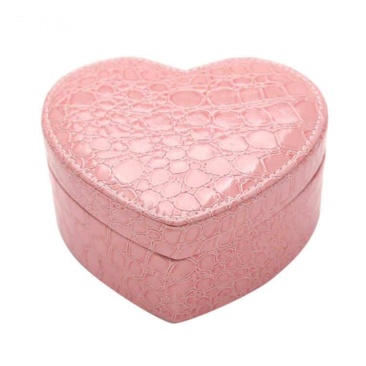 Two-layer Heart Shape Small Jewelry Box Synthetic Leather Rings and Earrings Mirrored Travel Storage Case