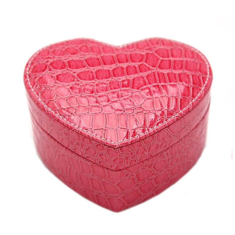 Two-layer Heart Shape Small Jewelry Box Synthetic Leather Rings and Earrings Mirrored Travel Storage Case
